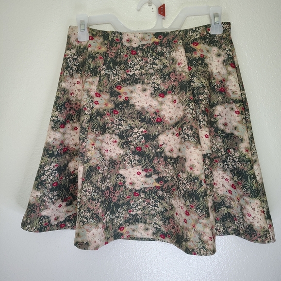 LC Lauren Conrad X Disney Bambi Pink and Green Floral A-Line Midi Skirt Sz XS - Picture 1 of 8